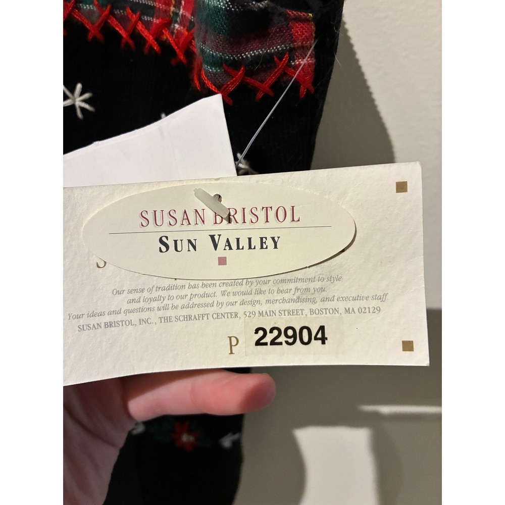 NWT Susan Bristol Vintage Christmas Plaid Corduroy Embroidered Vest Petite - Picture 4 of 6